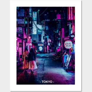 Tokyo Street Neon Synthwave Posters and Art